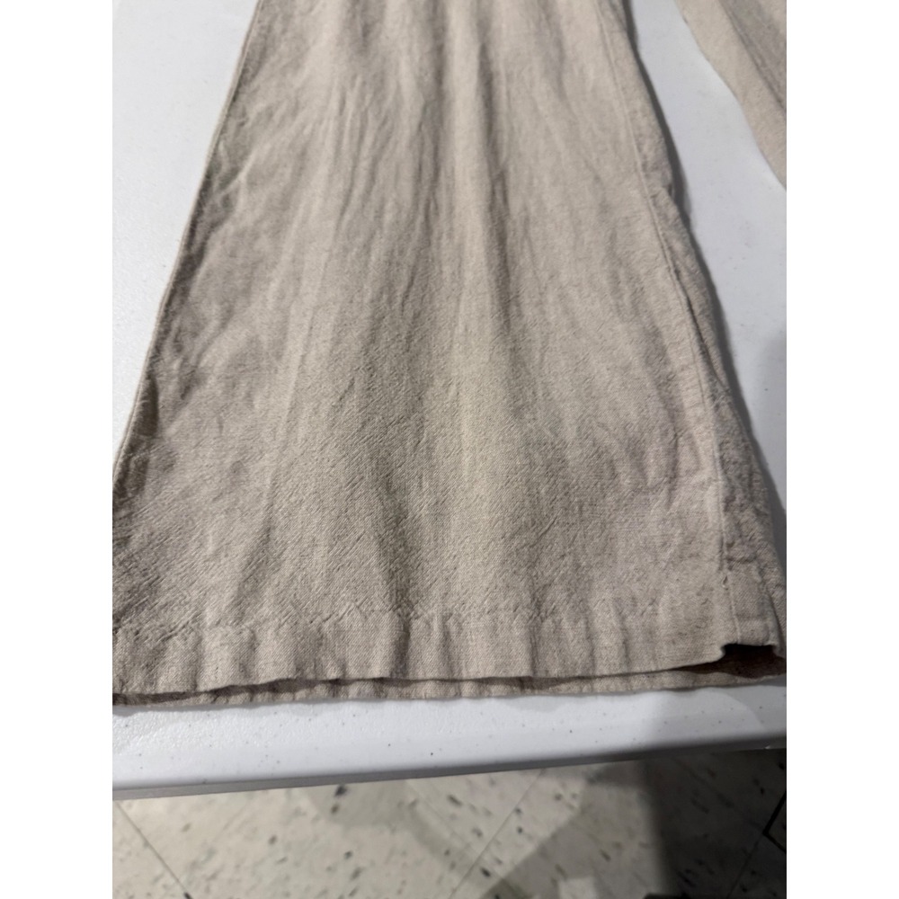 Abercrombie & Fitch Linen Blend Wide Leg Pants Beige High Rise XSL Long - Picture 6 of 16